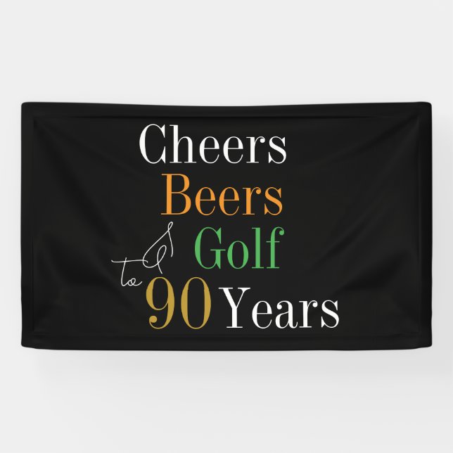 90. Geburtstag Cheers Beers Golf Party Banner (Horizontal)