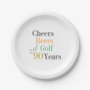 90. Geburtstag Cheers Beers Golf Party Pappteller