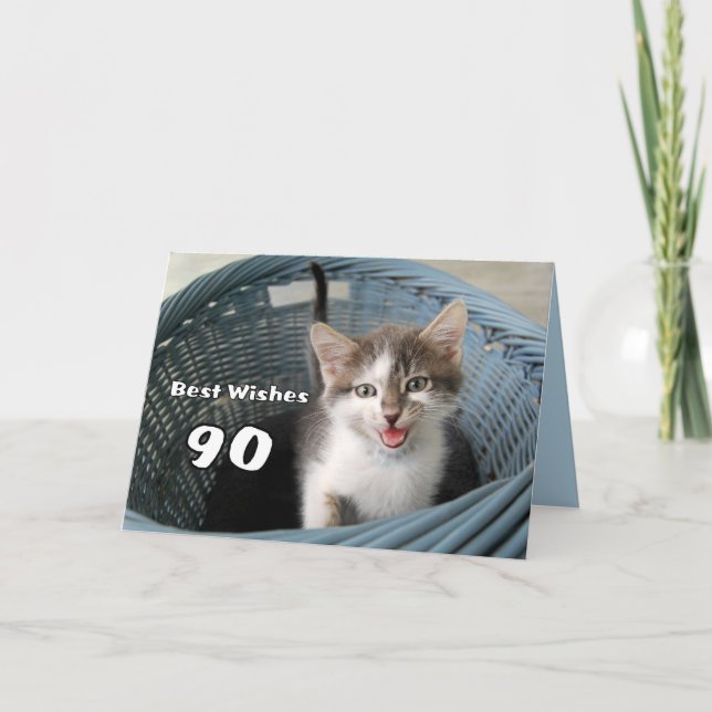 90. Geburtstag Crazy Kitten Karte (Vorderseite)