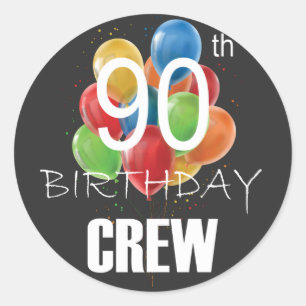 90. Geburtstag Crew 90 Party Crew Group Runder Aufkleber