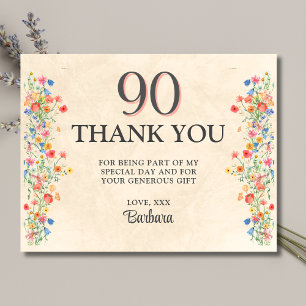 90. Geburtstag Danke Wildblumen Elegante Party