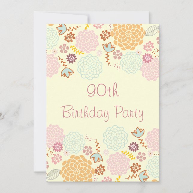 90. Geburtstag der Frauen Extravagant Einladung (Vorderseite)
