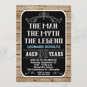 90. Geburtstag Der Mann der Mythos der Legende 90  Einladung