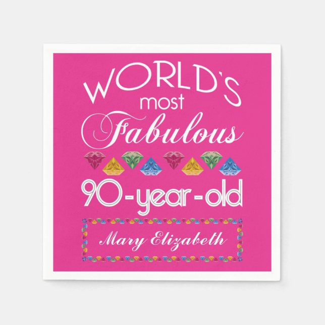 90. Geburtstag Die prächtigsten farbenfrohen Edels Serviette (Vorderseite)