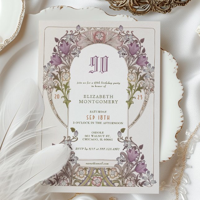 90. Geburtstag Einladung Art Nouveau W. Morris (Von Creator hochgeladen)