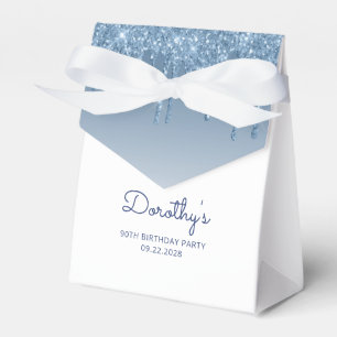 90. Geburtstag Elegant Blaue Glitter-Tropf-Schrift Geschenkschachtel