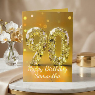90. Geburtstag Elegant Gold Diamant Glanz Luxus Karte