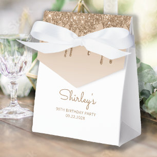 90. Geburtstag Elegant Gold Glitter-Tropfenschrift Geschenkschachtel