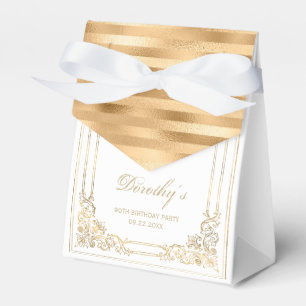 90. Geburtstag Elegant Weiß Goldgerahmte Schrift Geschenkschachtel