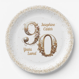 90. Geburtstag Elegante Party Pappteller