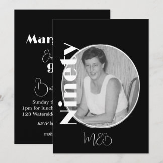 90. Geburtstag Elegantes Foto Einladung