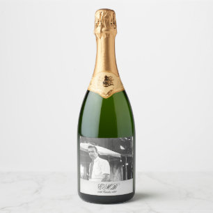 90. Geburtstag Elegantes Foto Monogram Schwarz-wei