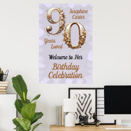 90. Geburtstag Elegantes Party Poster