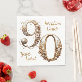 90. Geburtstag Elegantes Party Serviette