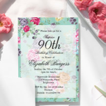 90. Geburtstag Floral Rose Persönlicher Geburtstag