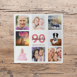 90. Geburtstag Foto Collage Frau weiß Puzzle<br><div class="desc">Ein Geschenk für den 90. Geburtstag einer Frau,  die ihr Leben mit einer Collage von 8 deiner Fotos feiert. Vorlagen für einen Namen,  90 Jahre und ein Datum. Geburtsdatum oder das Datum des Jahrestages. Korallen- und Bordeaux-Buchstaben. Weißer Hintergrund.</div>