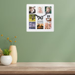 90. Geburtstag Foto Collage Typ Quadratische Wanduhr<br><div class="desc">Eine Wanduhr als Geschenk für einen 90. Geburtstag eines Typ,  der sein Leben mit einer Collage von 8 eigenen Fotos feiert. Vorlagen für einen Namen,  90 Jahre und ein Datum. Geburtsdatum oder das Datum des Jahrestages. Schwarze Buchstaben. Weißer Hintergrund.</div>