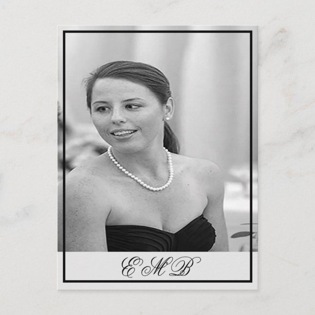 90. Geburtstag Foto Monogram Elegant Geburtstag Postkarte (Vorderseite)