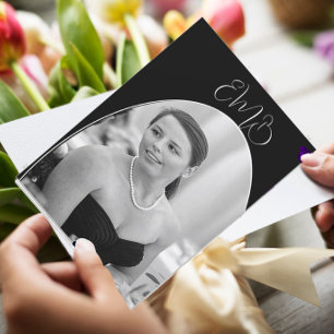 90. Geburtstag Foto White Black Elegant Geburtstag Einladung