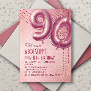 90. Geburtstag Frauen Rose Gold Einladung