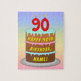 90. Geburtstag: Fun Cake and Candles + Individuell Puzzle