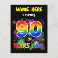 90. Geburtstag - Fun Fireworks, Regenbogen Look "9