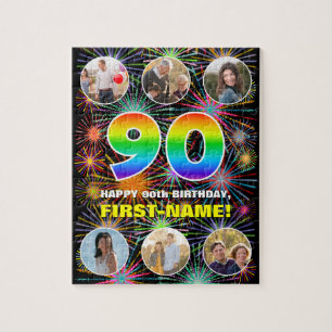 90. Geburtstag: Fun Rainbow #, Individuelle Name + Puzzle