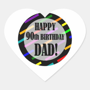 90. Geburtstag für Vater Herz-Aufkleber