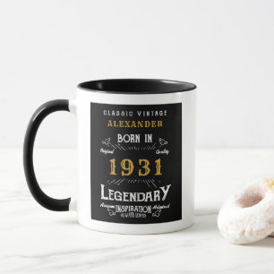 90. Geburtstag Geboren 1931 Retro Black Personalis Tasse