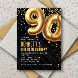 90. Geburtstag Gold Black Einladung