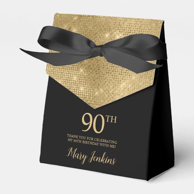 90. Geburtstag Gold Dankeschön Geschenkbox Geschenkschachtel (Vorderseite)