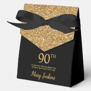 90. Geburtstag Gold Glitter Danke Geschenkschachtel