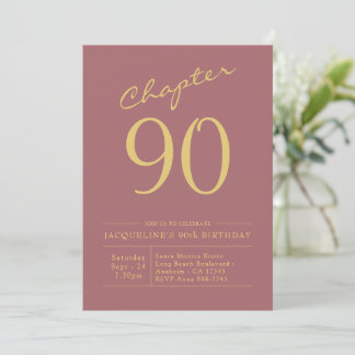 90. Geburtstag Gold Pink Einladung