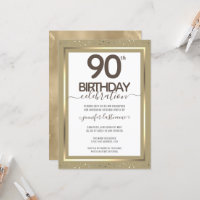 90. Geburtstag Goldene feierliche Einladung