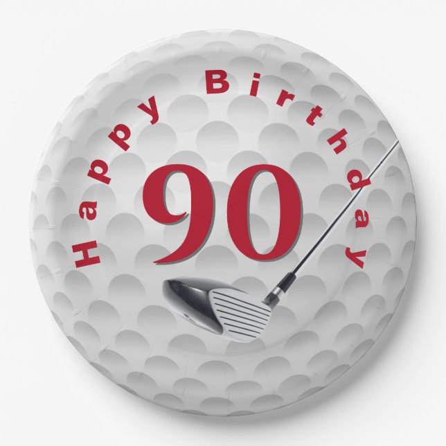 90. Geburtstag Golf Ball Design Paper Plate Pappteller (Vorderseite)