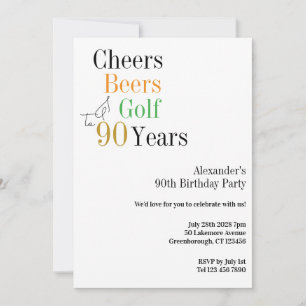 90. Geburtstag Golf Cheers Biere Minimales Party Einladung