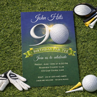 90. Geburtstag Golf-Thema  Einladung