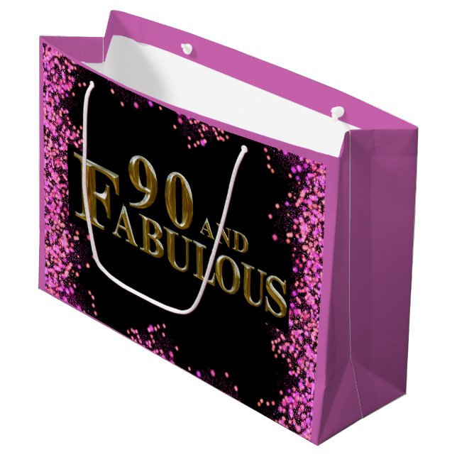 90. Geburtstag Große Geschenktüte (Vorderseite Schrägansicht)