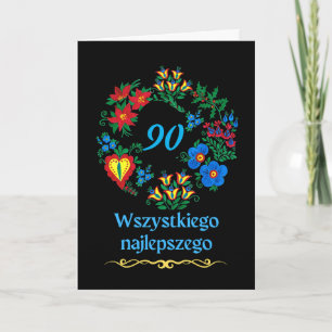 90. Geburtstag im polnischen Wszystkiego najlepsze Karte