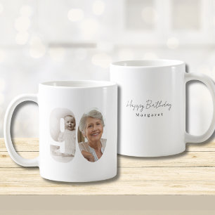 90. Geburtstag Individuelle Zwei-Foto-Kaffeetasse Kaffeetasse