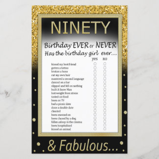 90 Geburtstag je oder nie Game