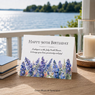 90. Geburtstag Juli Geburtsmonatsblume Rittersporn Karte