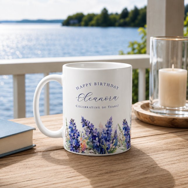 90. Geburtstag Juli Geburtstag Blume Geschenk Cust Kaffeetasse (Von Creator hochgeladen)