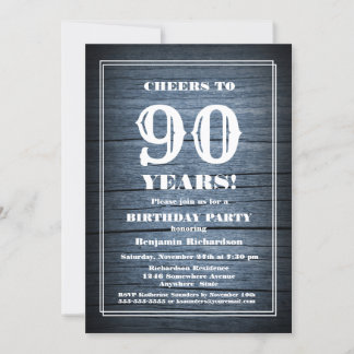 90. Geburtstag Land Holz Party Einladung