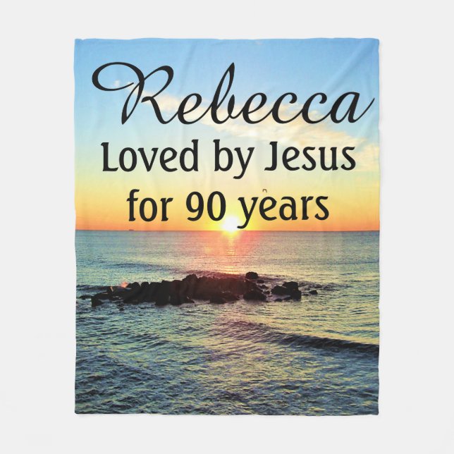 90. GEBURTSTAG LIEBT VON JESUS PERSONALISIERT BLAN FLEECEDECKE (Vorderseite)