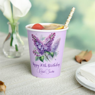 90. Geburtstag Lila Lilac Blume Frühjahr Pappbecher