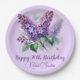 90. Geburtstag Lila Lilac Blume Frühjahr Pappteller