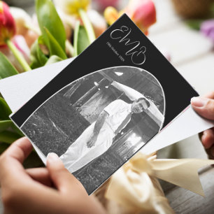 90. Geburtstag männliches Foto Monogram Stilvoll G Einladung