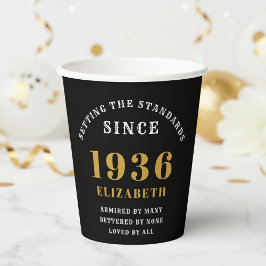 90. Geburtstag Maßstäbe setzen Schwarz Gold Pappbecher