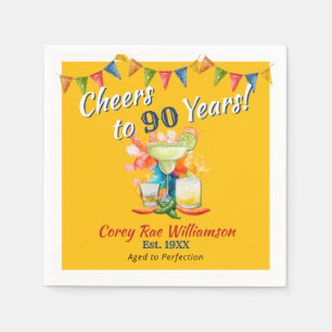 90. Geburtstag Moderne Fiesta Prost auf 90 Jahre Serviette